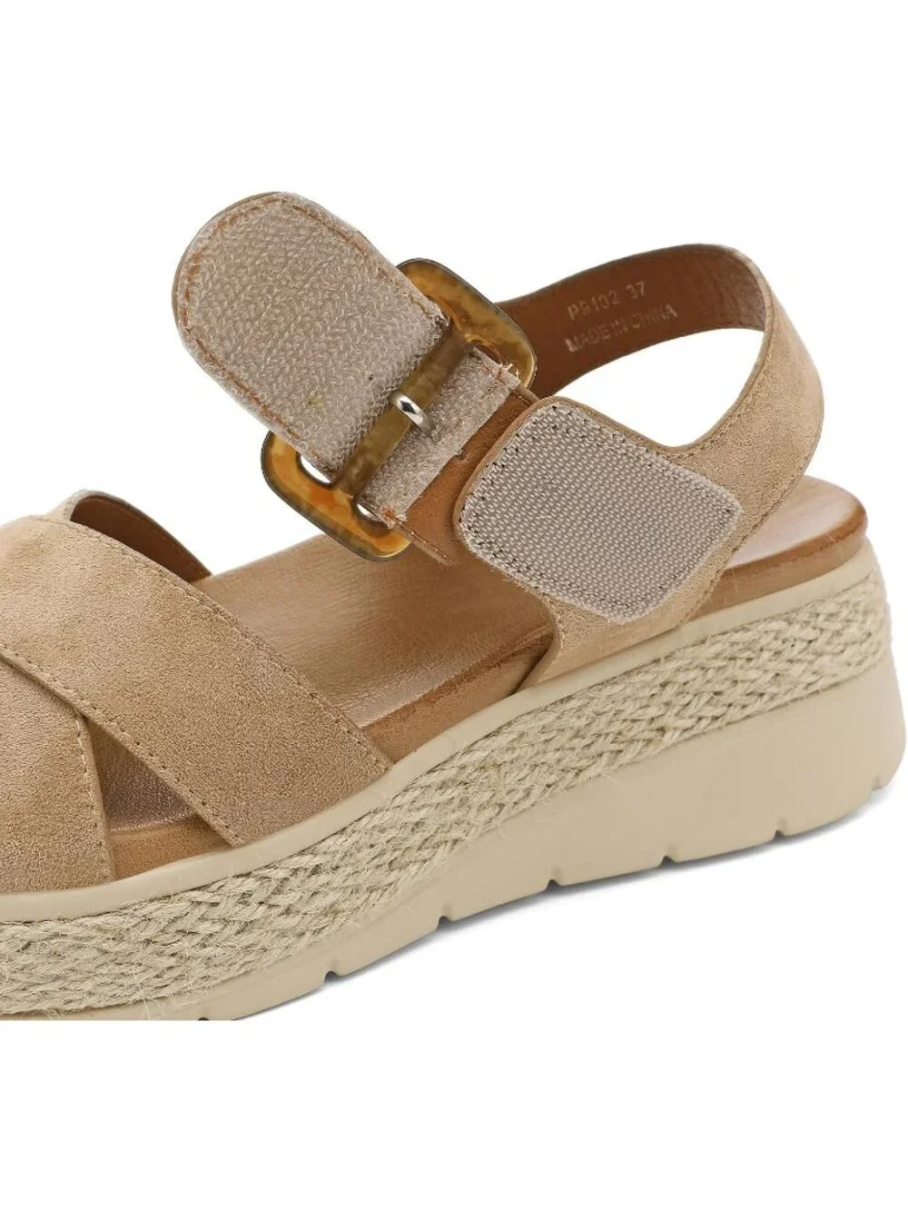 Womens Khaki Comfortable Solid Espadrille Low Wedge Heel Platform Sandal Shoes